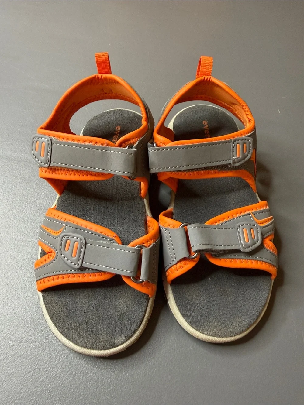 Kids' Gray and Orange Active Sandals. Size 1